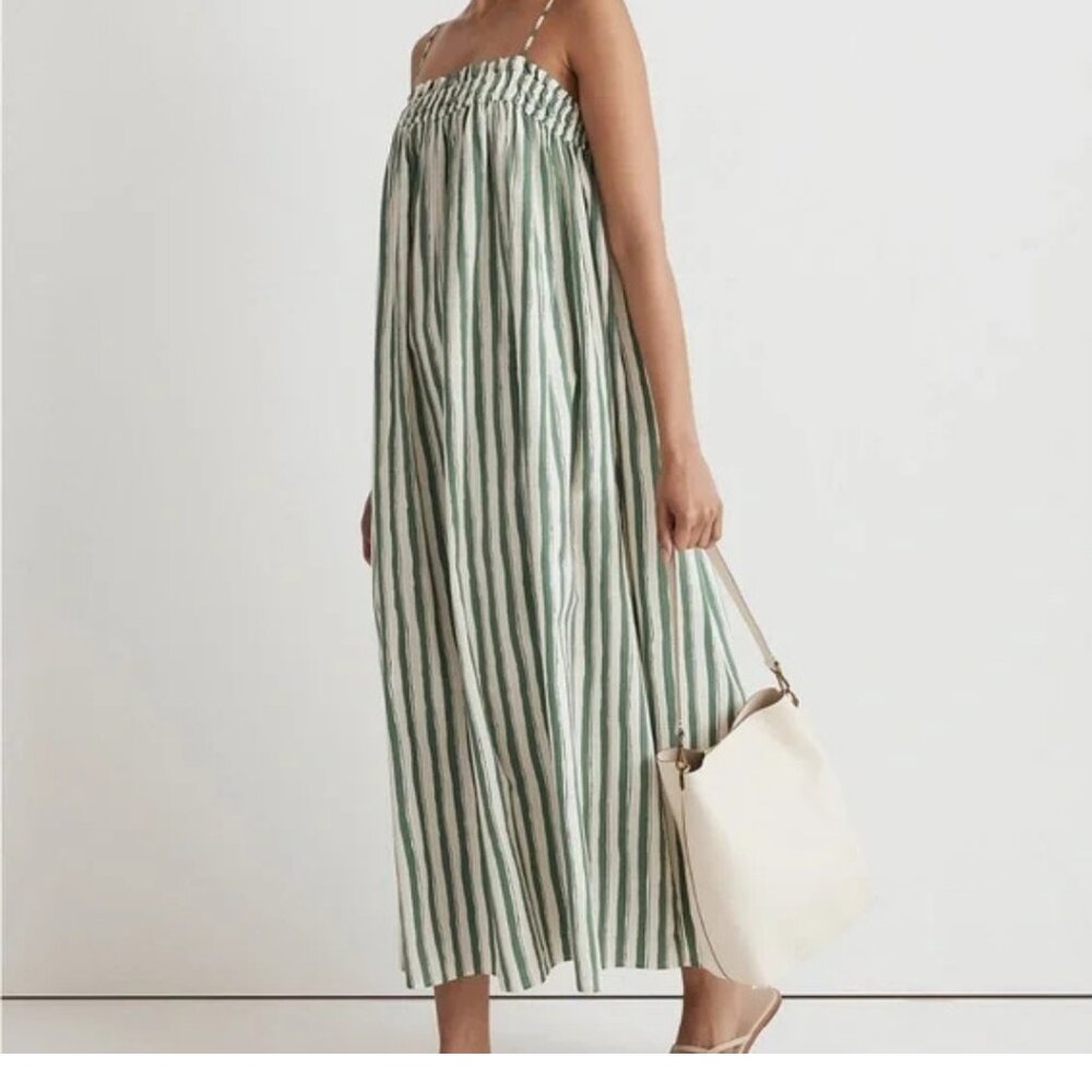 Madewell Poplin Ruffle A-Line Midi Dress Size Medium